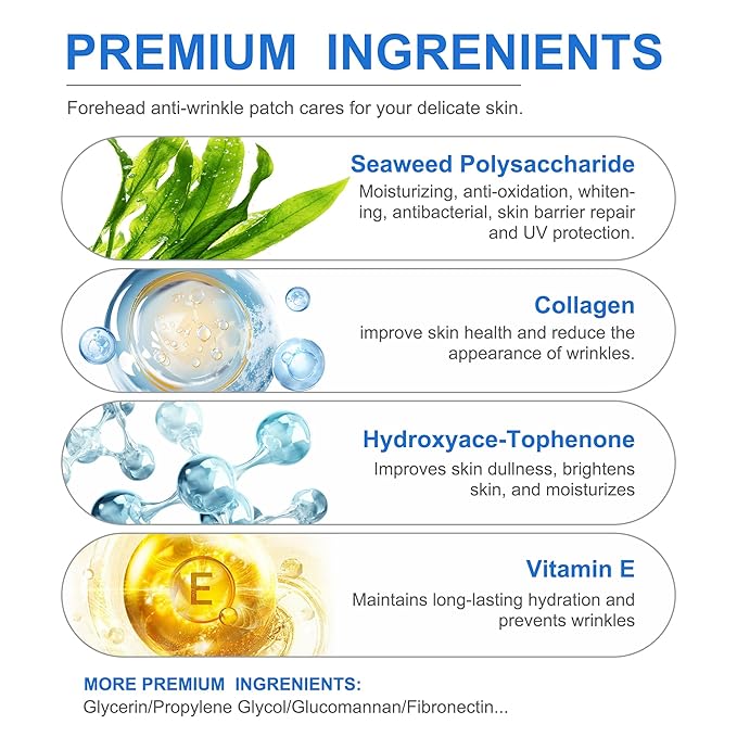 Forehead Wrinkle Patches 20pcs, anti wrinkle patches for all skin types with Collagen and Vitamin E, Forehead Wrinkles Treatment for deep forehead wrinkle remover