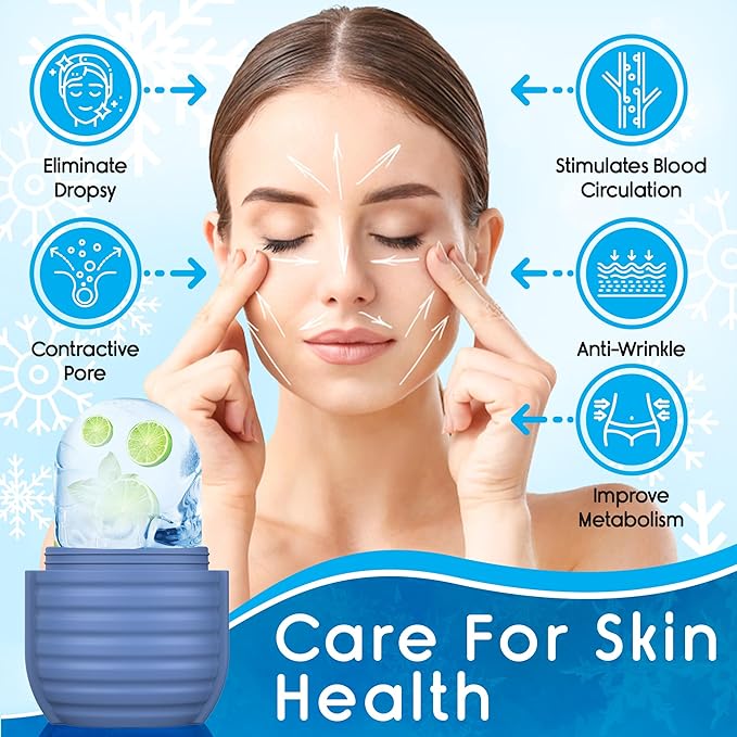 2Pcs Ice Roller for Face, Ice Face Roller, Reusable Silicone Ice Mold for Face, Facial Beauty Ice Roller Skin Care Tools for Shrink Pores Anti Wrinkle Reduce Puffiness (Black + Rose)