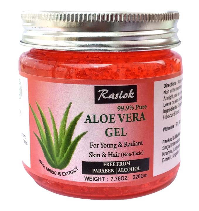 Aloe Vera Gel Pure Natural Organic Aloe Gel For Moisturizing Face Skin & Hair Care (Hibiscus, 7.76 OZ)