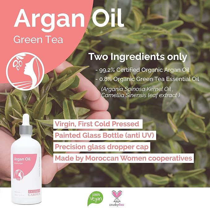 Fatima's Garden Argan & Green Tea Oil - Anti-Aging Moisturizer, 50ml