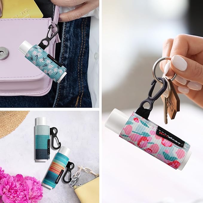 5pcs Lip Balm Holder Keychain Lipstick Women(Wave/Flower/Leo)