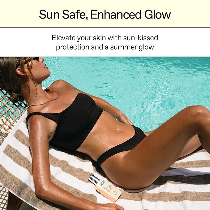 Everyday Humans SPF30 Sheer Body Glow Oil with Gold Mica | Sun Glazed Hydrating UV Protection Vegan Cruelty Free 5.1 Fl Oz | Bergamot, Squalane, Jojoba Seed Oil | UVA/UVB Broad Spectrum Protection