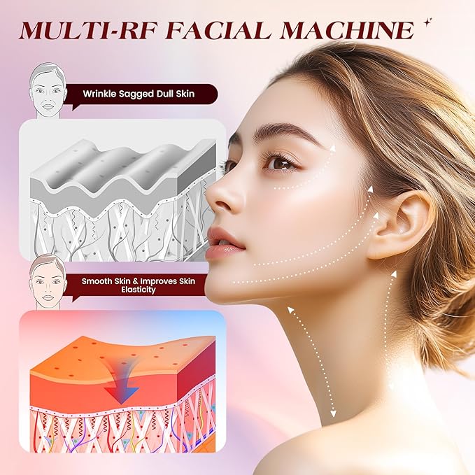 Microcurrent Facial Device, 3 Modes Red Light Therapy for Face and Neck, Skin Care Facial Massager Perfect Gifts for Women Men(Gold)