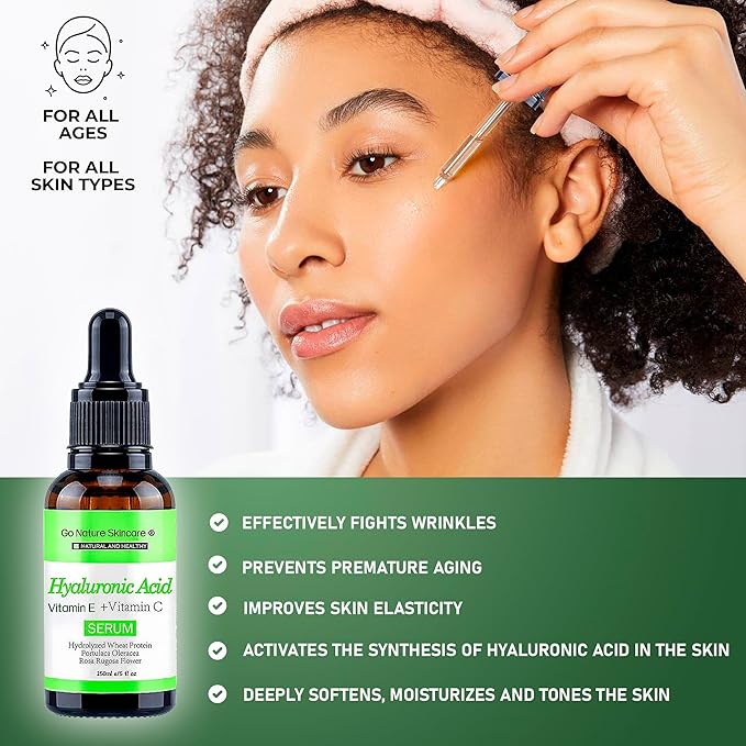 Hyaluronic Acid Serum (5oz) – 100% Pure Hyaluronic Serum for face & Anti-Aging Formula for Face – Wrinkle Reduction, Brightening & Moisturizing with Vitamin C for All Skin Types