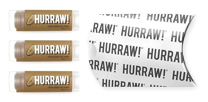 Hurraw! Chocolate Lip Balm, 3 Pack: Palm