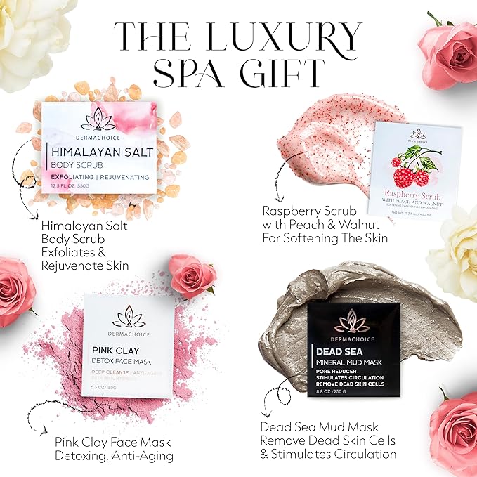 Luxury Spa Gift Set for Women - 9 Piece Self Care Package with Full Size Products, Plant-Based Superfoods, Minerals & Vitamins - Her Box