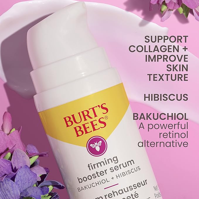 Burt's Bees Firming Collagen Face Serum, Mothers Day Gifts, Natural Origin Retinol Alternative Improves Skin Texture & Supports Anti-Aging, with Bakuchiol, Lightweight - Firming Booster (1 oz)