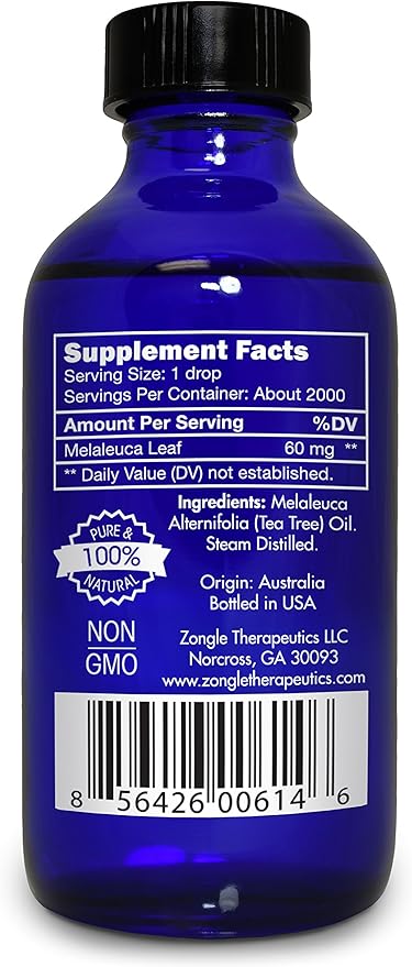Tea Tree, Melaleuca, Oil, Food Grade – 100% Pure, Tea Tree Essential Oil, by Zongle Therapeutics, 4 OZ