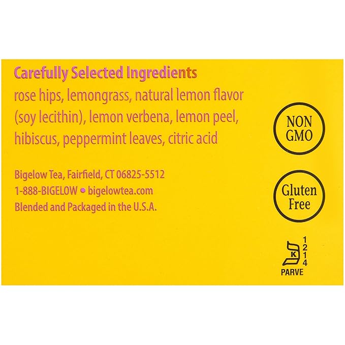 Bigelow I Love Lemon Herbal Tea Bags 28-Count Boxes (Pack of 6) Lemon-Flavored Herbal Tea Bags with Vitamin C All Natural