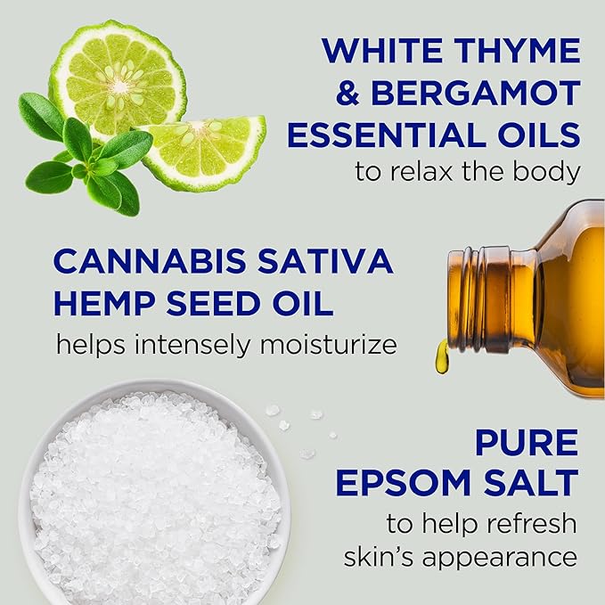 Dr Teal's Foaming Bath with Pure Epsom Salt, Cannabis Sativa Hemp Seed Oil, 34 fl oz (Pack of 2)