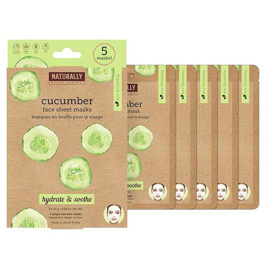 Soothing Cucumber Infused Sheet Mask, 5 Sheet Masks Included