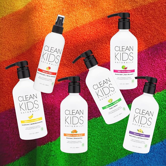 Clean Kids Naturally Tropical Orange Burst Shampoo, All-Natural, Gluten-free, Vegan, and Cruelty-free, Paraben-Free, EWG Verified, 16 oz (2 Bottles)