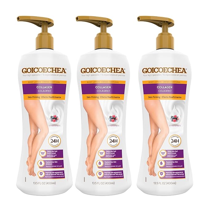 Goicoechea Skin Firming Body Lotion, Collagen Elastin Cream for Women, Skin appearance even in varicose veins areas, Firming Body Lotion with Red Fruit Extracts, 24H Hydration, 13.5 oz (Pack of 3)