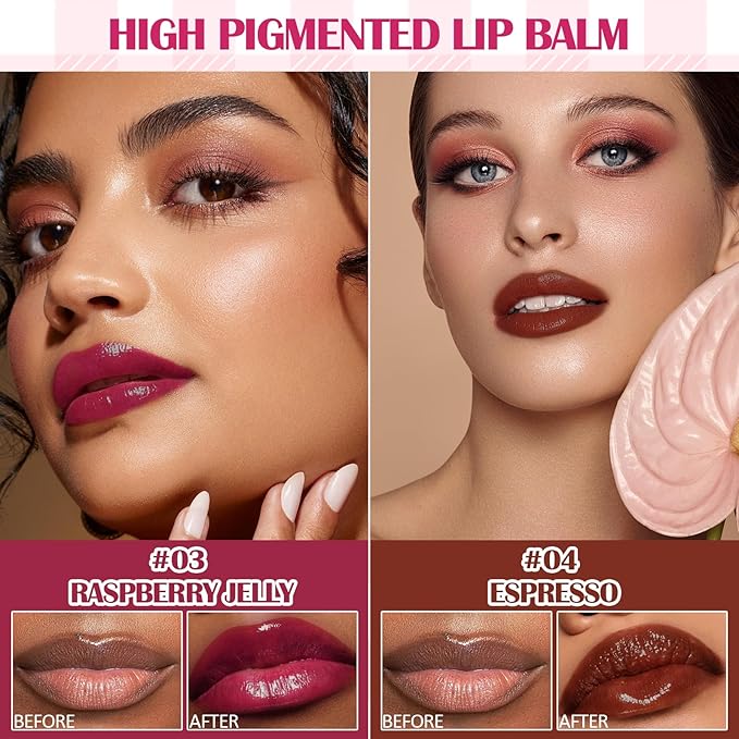 DAGEDA 3Colors Lip Glowy Balm Set, Lips(B)