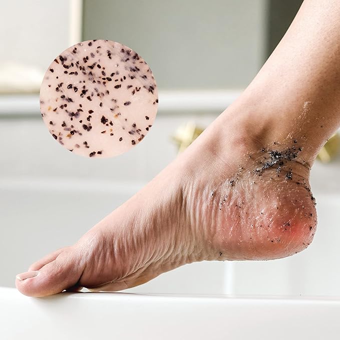 Bare August Foot Cream, Foot Scrub Exfoliator & Heel Socks Bundle