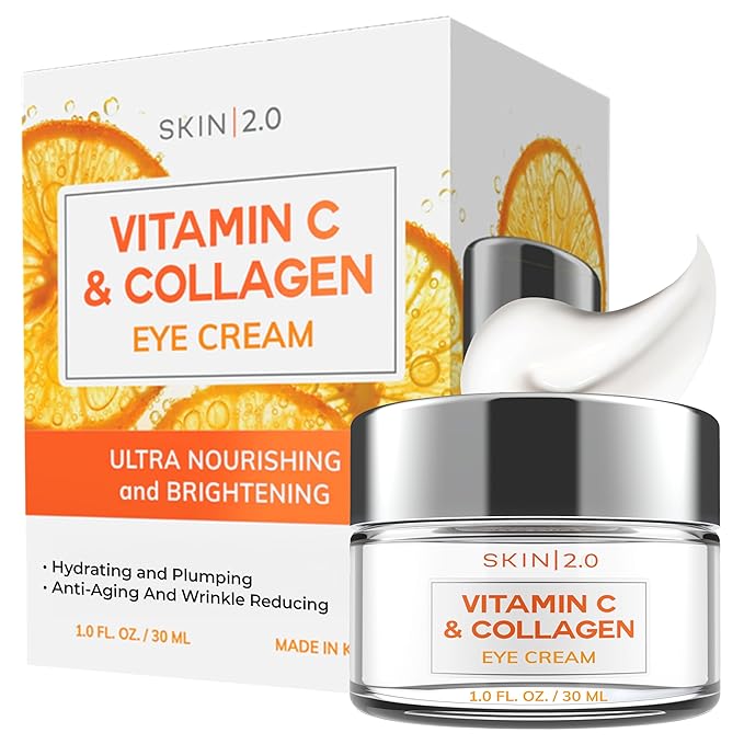 Vitamin C & Collagen Eye Cream – Dermatologist-Tested, Anti-Aging, Korean Skin Care, Brightens Dark Circles & Firms Skin – Hydrating & Nourishing Formula - 95% Natural, Vegan– 1.69 FL. Oz