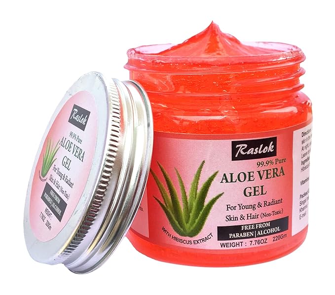Aloe Vera Gel Pure Natural Organic Aloe Gel For Moisturizing Face Skin & Hair Care (Hibiscus, 7.76 OZ)