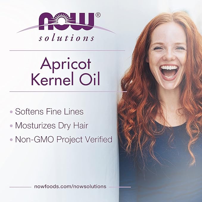 NOW Solutions, Apricot Kernel Oil, Hair Moisturizer, Rejuvenating Skin Oil, Softens Fine Lines, 4-Ounce (Pack of 2)