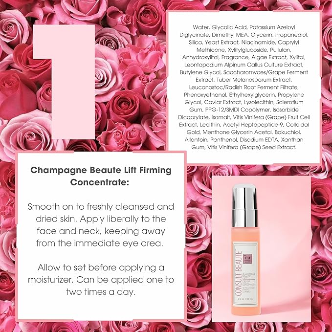 Consult Beaute - Champagne Beaute Lift Firming 2 Piece Set - Facial Moisture Cream and Skin Renewing Serum - Helps Tighten, Lift and Firm the Appearance of Sagging, Slack Skin on Face and Neck