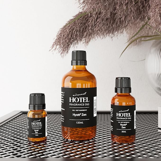 AirScent Hotel Diffuser Oil Inspired by The Hyatt Zen Hotel Scent - Premium Fragrance Oil No. 1027 for Ultrasonic and Waterless Diffusers and Crafting - 10 mL, 0.34 fl oz Glass Bottle with Dropper