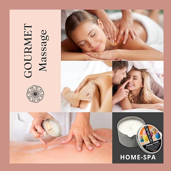 GOURMET COLLECTION Massage Oil Candle Lollipop Scent - Vegan Moisturizing Body Oil - Ideal for Massage Therapy, Luxurious Experience 6.76oz