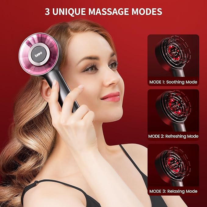 Breo Scalp3 Scalp Massaging Brush, Shiatsu Hair & Scalp Massager with IPX7 Waterproof, Cordless & Portable, Electric for Head, Home Relaxation