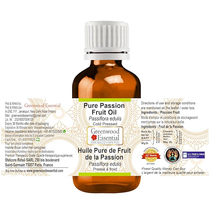 Pure Passion Fruit Oil (Passiflora edulis) Cold Pressed 50ml (1.69 oz)