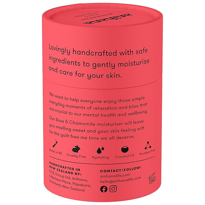 ANIHANA Solid Moisturizer Bar with Coconut Oil Hydrates and Softens Dry Skin Care Paraben Free Cruelty Free Refreshing Rose & Chamomile Scent 2.65 oz