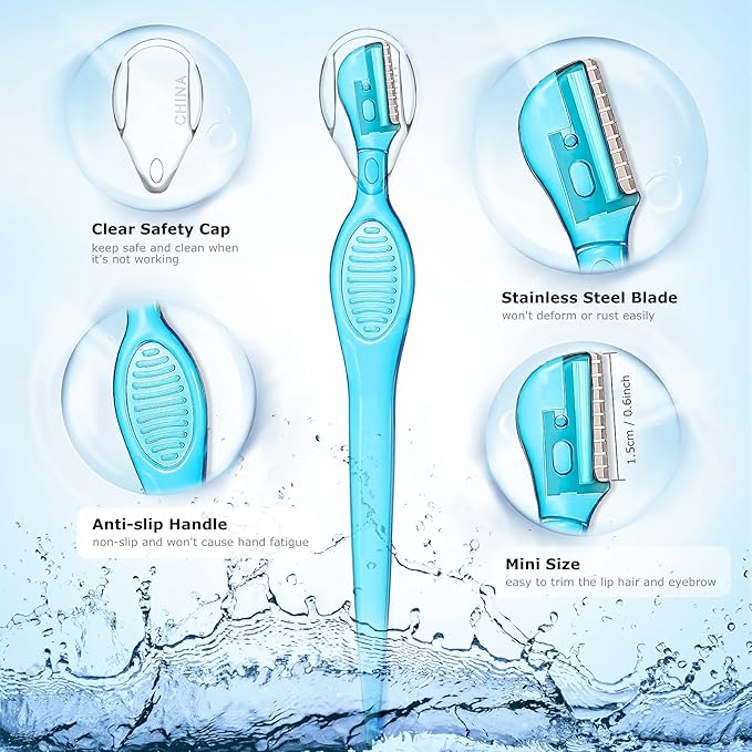 16 Pcs Small Eyebrow Razor for Women Portable Face Razors for Women Facial Hair Lip Trimmer Hair Shaving Removal Tool Dermaplaning Tool Eyebrow Shaver with Safety Cap for Makeup Face Care, 4 Colors