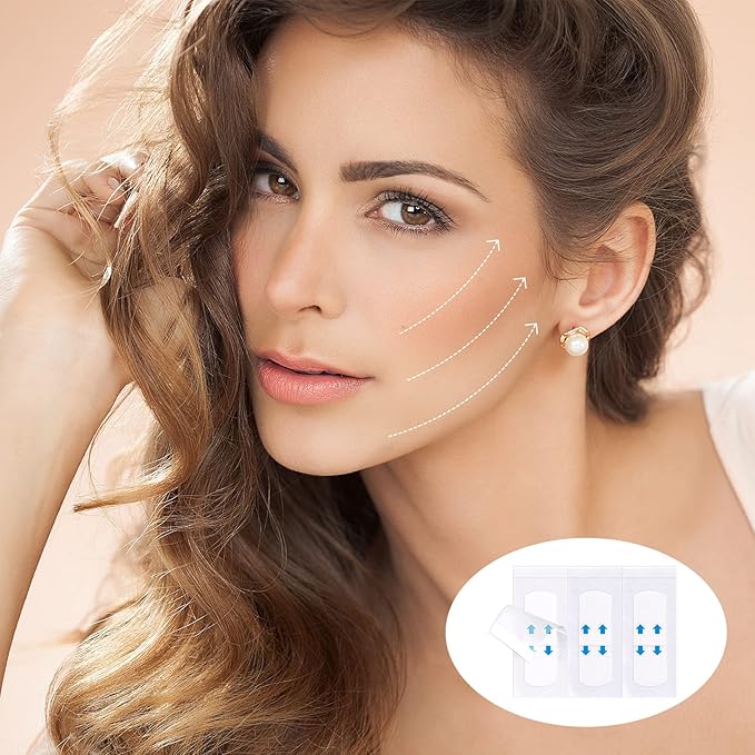 PAGOW 160PCS Face Lift Tape Invisible Instant Adhesive Lifter Bands Waterproof Ultra thin Makeup Strip for Neck Eye Breathable Hypoallergenic Double Chin Jowls Lifter Wrinkles Lifting Saggy Skin