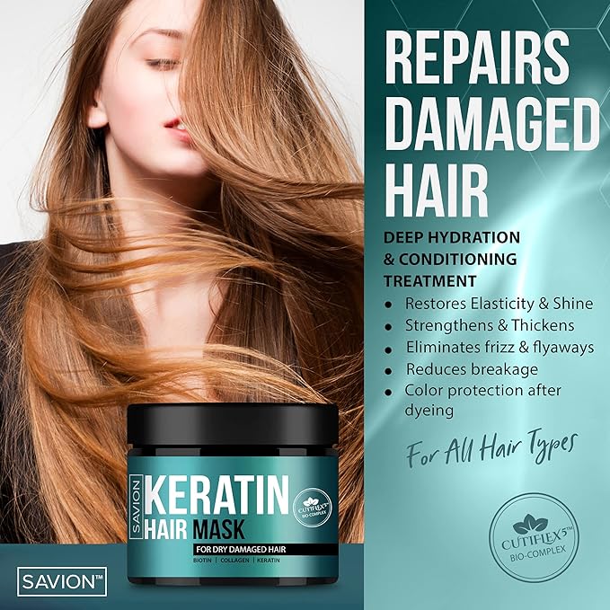 SAVION Keratin Hair Mask for Women - 8.45 oz Masque