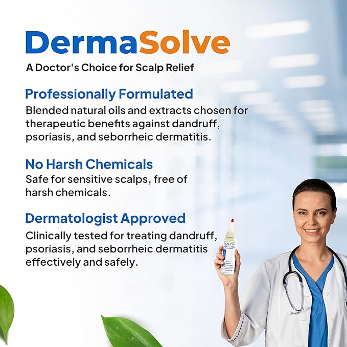 Dermasolve Psoriasis & Dandruff Oil, Dermatologist Approved for Flaky Scalp Relief