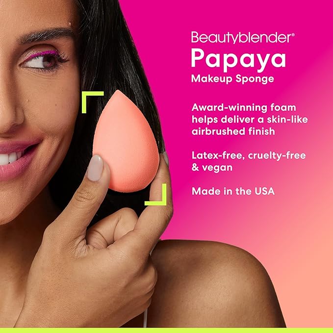 beautyblender® Papaya Blender, Makeup Sponge, Orange, Vegan, Cruelty Free, Drop Shape, 1 in pack