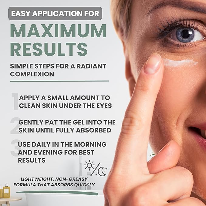 Under Eye Gel Cream – Reduces Dark Circles & Puffiness, Repairs & Moisturizes, Hydrating and Refreshing Formula for Under Eyes Skin, 1.7 oz