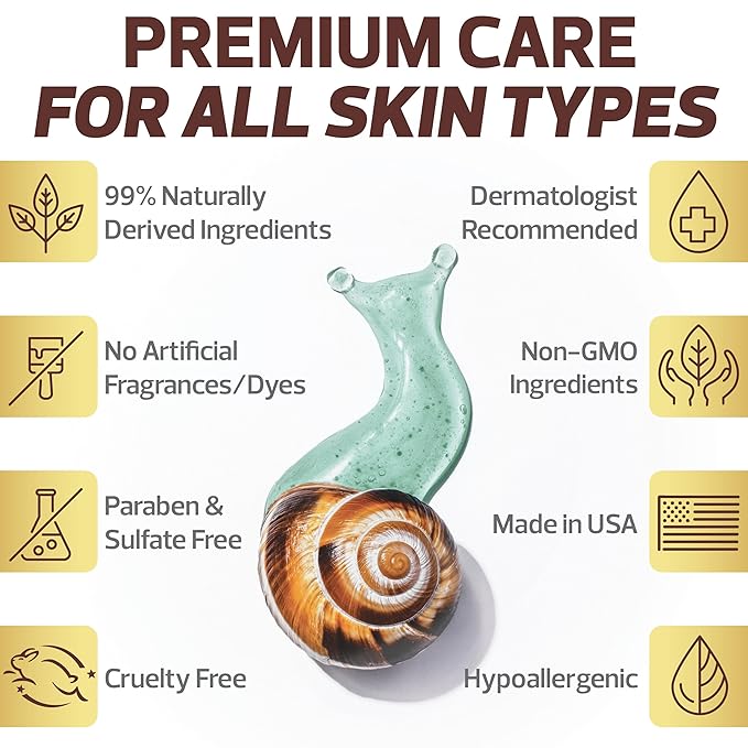 Snail Mucin 96% Serum Essence with Aloe, High Concentration Snail Secretion Filtrate, 99% Naturally Derived Ingredients, baba de caracol original,100ml Air Pump, Korean Skin Care