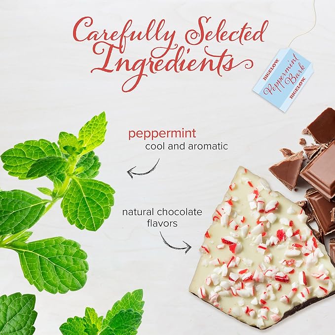 Bigelow Peppermint Bark Herbal Tea, Caffeine Free, 1.31 Ounces (Pack Of 6)
