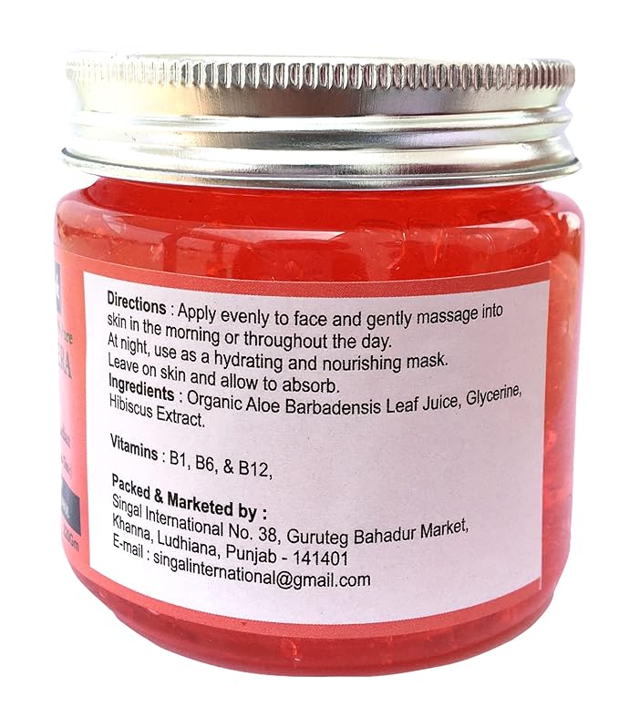 Aloe Vera Gel Pure Natural Organic Aloe Gel For Moisturizing Face Skin & Hair Care (Hibiscus, 7.76 OZ)