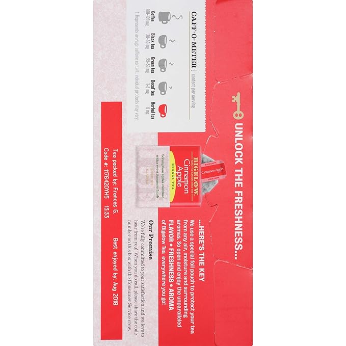 Bigelow Cinnamon Apple Herbal Tea Bags 28-Count Box (Pack of 3) Cinnamon Apple Hibiscus Flavored Herbal Tea Bags All Natural Non-GMO