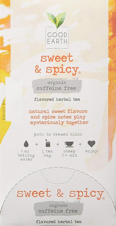 Organic Sweet & Spicy Herbal Caffeine Free Good Earth Teas 18 Tea Bag (Pack of 3)