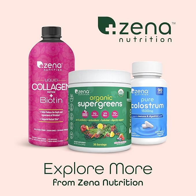 Liquid Collagen Peptides and Biotin, 2500mg Verisol Bioactive Collagen Peptides, 5000mcg Biotin, Hair, Skin, Nail Supplement for Women and Men, Mixed Berry, 90 Servings, 30 fl oz