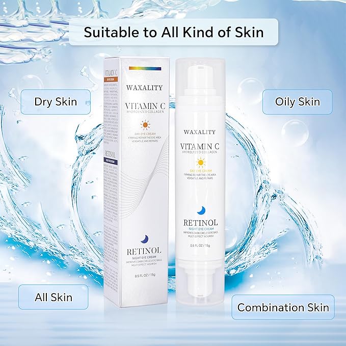 Under Eye Cream Dark Circles Under Eye Treatment Reduces Puffiness, Fine Lines, Wrinkles and Eye Bags - Vitamin C & Retinol Cream for Under Eye Care Day & Night (15 ML)