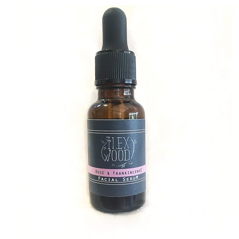 The Ilex Wood - Rose and Frankincense Face Serum - 100% Natural, Vegan, Moisturising, Anti Ageing, Wrinkle & Line Reducing Ingredients, Cruelty Free, Palm Oil Free, Plastic Free, Handcrafted - 20ml (0.68 fl oz)