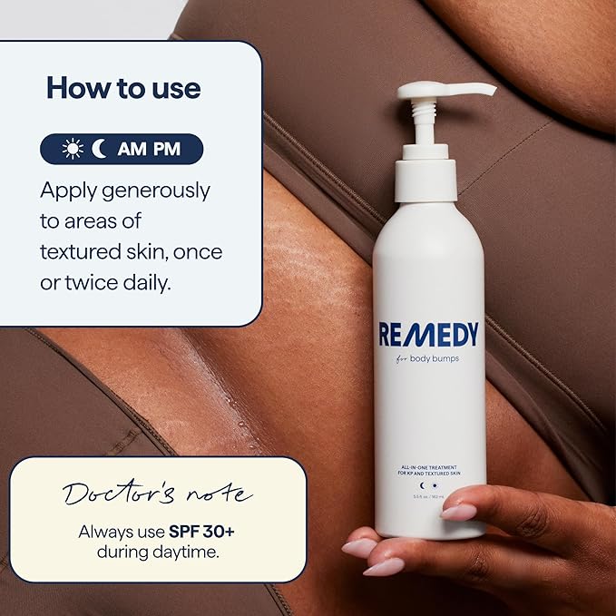 Remedy for Body Bumps – Treatment for Keratosis Pilaris (KP) and Textured, Crepey Skin with Urea, Lactic Acid, and Retinol -– Smoothing Body Moisturizer Lotion – By Dermatologist Dr. Shah