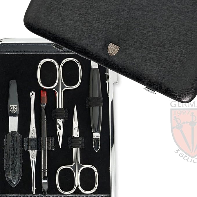 3 Swords Germany - brand quality 11 piece manicure pedicure grooming kit set for professional finger & toe nail care scissors clipper fashion leather case in gift box, Made by 3 Swords (00255)