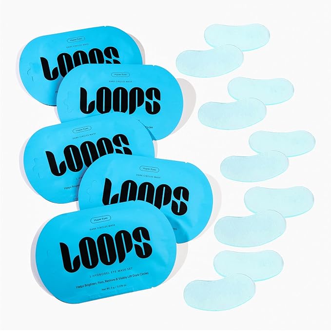 LOOPS Hyper Smooth Eye Hydrogel Eye Mask - 5 Pc Brighten, Hydrate, Nourish and Help Reduce Dark Circles for Refreshed Eyes - Reduces Signs of Puffiness and Fortify Your Eyes