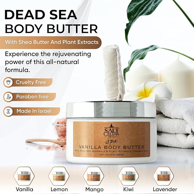 Salt Cellar Spa Lemon Body Butter for Women, Made with Dead Sea Minerals, Shea Butter and Plant Extracts, Luxurious Skin Rejuvenation and Moisturization, Made in Israel, Cruelty-Free, Paraben Free