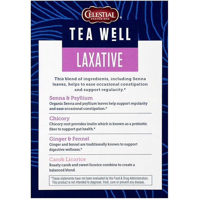 Celestial Seasonings TeaWell Herbal Tea, Laxative, Organic Carob Licorice, 12 Count
