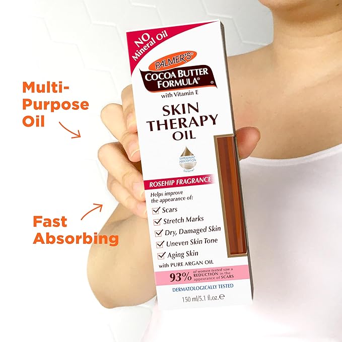 Palmer's Cocoa Butter Formula Skin Therapy Moisturizing Body Oil with Vitamin E, Rosehip Fragrance, 5.1 Ounces