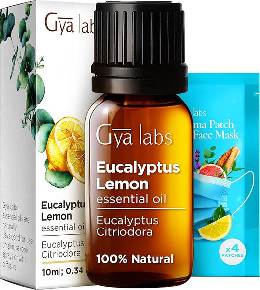 Gya Labs Eucalyptus Lemon Essential Oil for Diffuser - 0.34 Fl Oz - 100% Pure Natural Lemon Eucalyptus Oil for Skin, Candles Making Scent & Aromatherapy