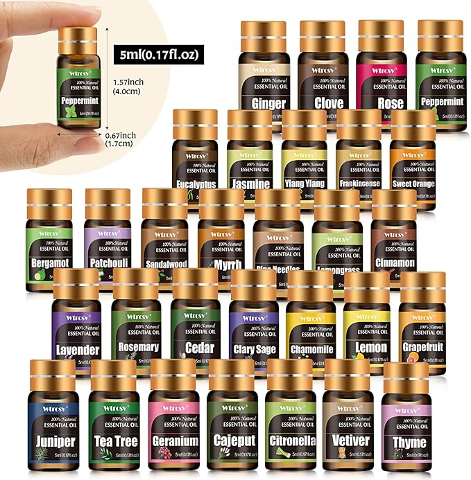 Essential Oils Set -Essential Oils - 100% Natural Essential Oils-Perfect for Diffuser, Humidifier,Aromatherapy, Massage,Skin & Hair Care,30x5 ml(0.17fl.oz